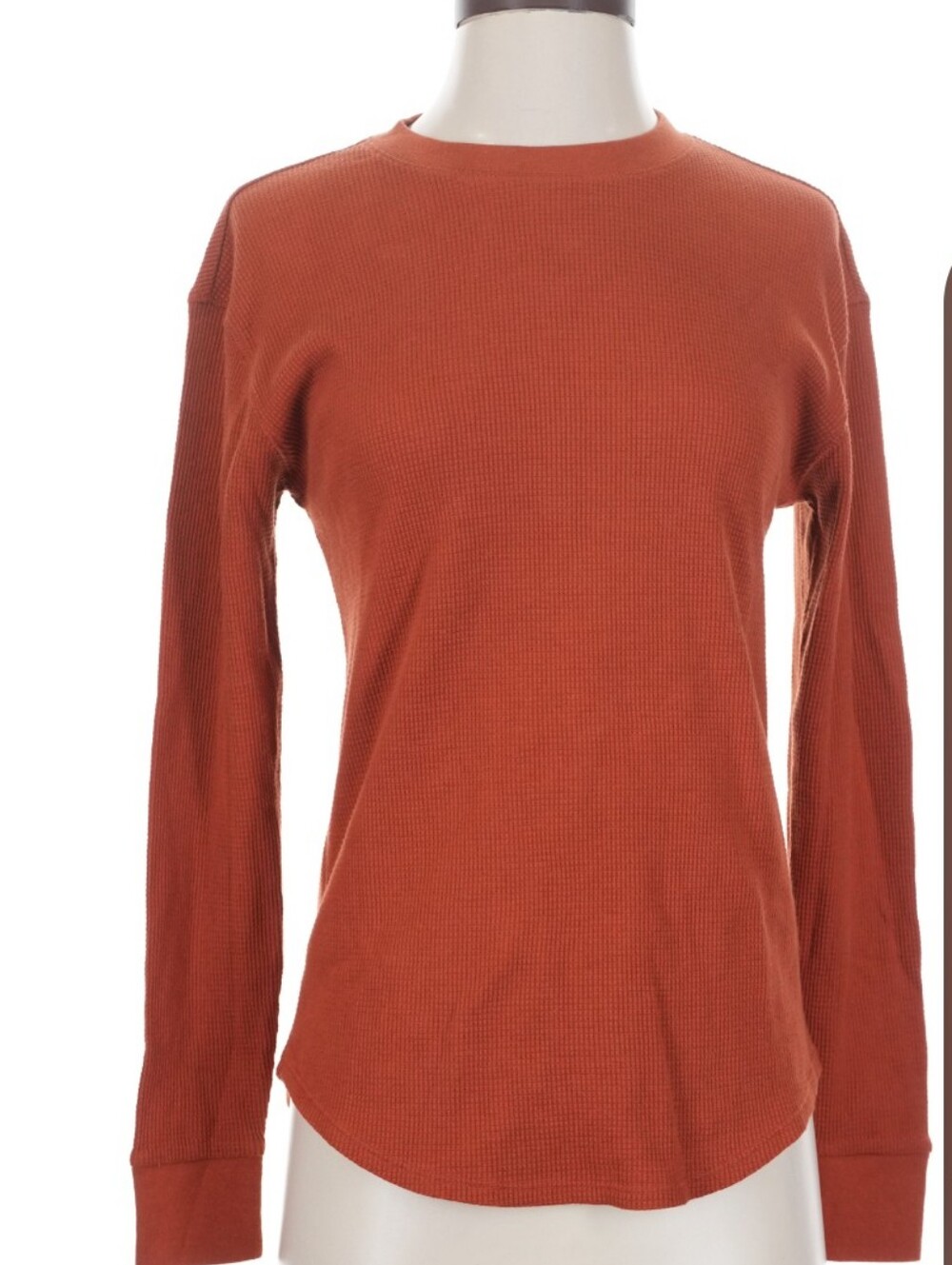 Time and Tru Rust Waffle-Knit Long Sleeve Tee